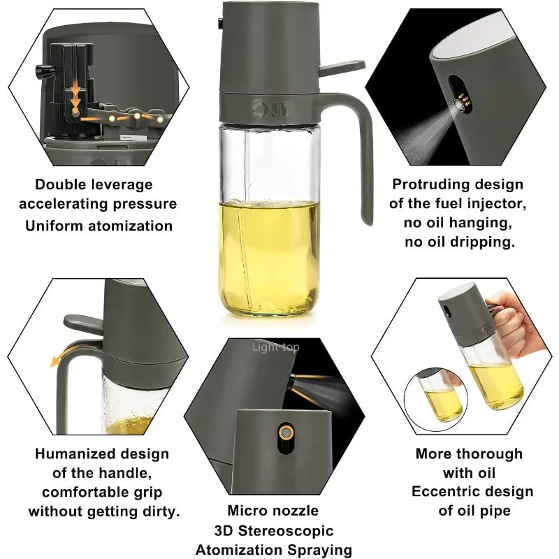 Kitchen Glass Oil Sprayer Bottle Olive Oil Sprayer Mister Spray Oil Dispenser Oil Jar Cruet BBQ Baking Picnic Kitchen Tool